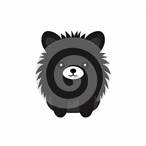 Dreamy Black Pomeranian Dog Icon With Limited Color Range photo