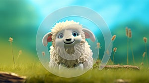 Dreamy Corriedale Sheep In Studio Ghibli Style