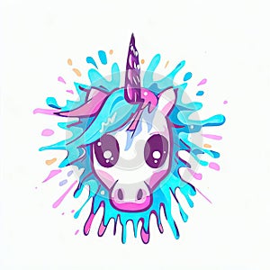 Dreamy Delight: Unicorn Face Vector Illustration on a White Background,Generative AI