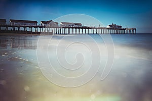 Long exposure of Southwold pier and sea on Suffolk coast