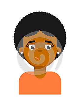 Dreamy facial expression of black girl avatar