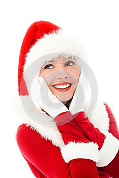 Dreamy girl dressed as Santa