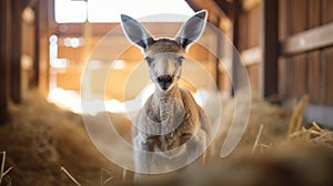 Dreamy Kangaroo In Barn: Cute And Authentic Australian Wildlife Photography
