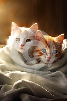 Dreamy Kitten Cuddles in Amber Light (AI Generated)