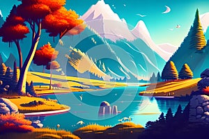 Dreamy Landscape, Generative AI Illustration