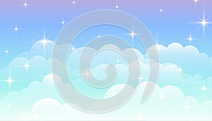 Dreamy magical clouds background with stars photo