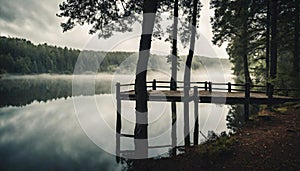 Dreamy Mist Over a Forest Lake