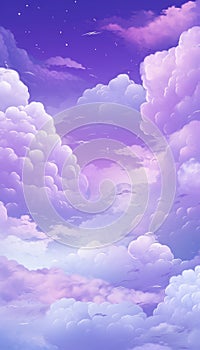 Dreamy moonlight sky with purple gradient clouds, perfect phone wallpaper concept