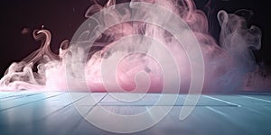 Dreamy pastel teal and pink smoke on abstract background. Cloud and fog. Glowing color steam wallpaper.