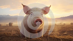 Dreamy Photorealistic Rendering Of A Pig In Soft Light