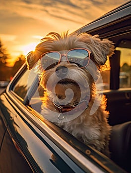 A Dreamy Reflection Captured: Vintage Leica M6 Highlights Dog Wearing Sunglasses .