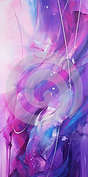 Dreamy And Romantic Abstract Painting In Purple And Blue
