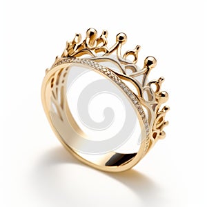 Dreamy And Romantic Crown Inspired Gold Ring With Diamonds
