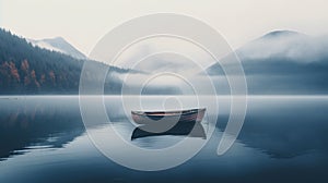 Dreamy Row Boat In Mist: A Serene And Calming Image