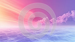 Dreamy Seascape, Soft Waves Under A Surreal Sky In Shades Of Peach, Pink, And Purple. AI Generated