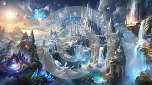 Dreamy Sunrise Castle: A Majestic and Magical Fantasy Landscape - AI Generated Illustration, Realistic
