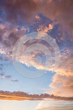 dreamy sunset scenery with colorful clouds and blue sky