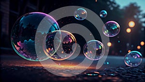 Floating Soap Bubbles in a Dreamy Landscape