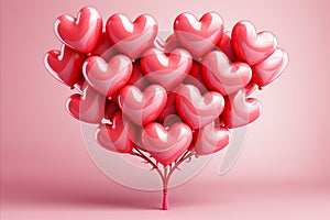 Dreamy tree valentine made of red air hearts creating a gentle atmosphere