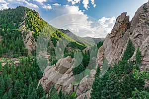 Dreamy view of the mountains in the flatirons Boulder Colorado photo