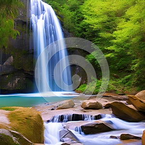 405 Dreamy Waterfall: A serene and dreamy background featuring a waterfall in soft and soothing colors that create a tranquil an