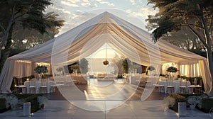 A Dreamy Wedding Tent Set Amidst the Serene Park Scenery