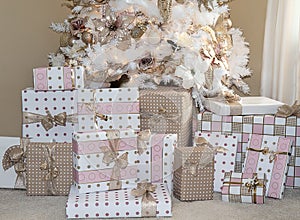 Dreamy White Christmas Tree with Blush Pink Decorations