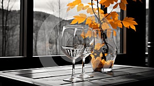 Dreamy winery with view during Autumn season