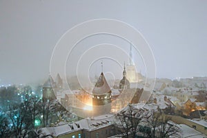 Dreamy winter scene of old Tallin