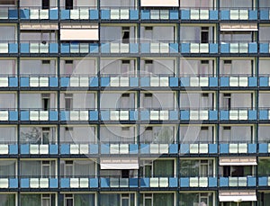 Dreary grey and blue prefabs/housing - not a pleasant place to live