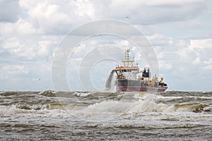 Dredger on the North Sea coast