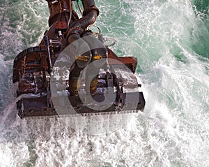 Dredger at sea