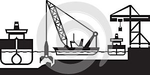 Dredger ship deepens port