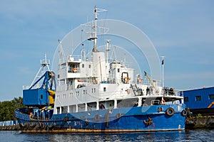 Dredging ship at the pier