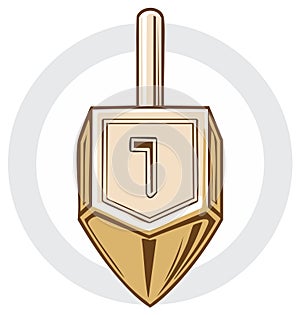 Dreidel with Hebrew letter Gimel and spinning top