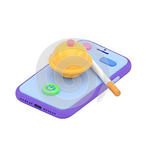 3Drendered smartphone with bell and stylus transparent background
