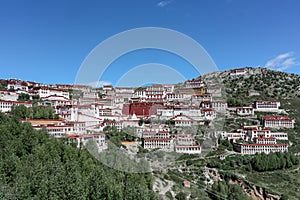 Drepung monastery just 8 km away from Lhasa view from distance road, Tibet, Asia