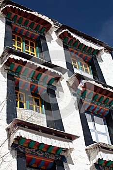 Detail of the architecture at Drepung Monastery Lhasa Tibet photo