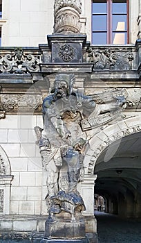 Dresden atlas sculpture of man on the Georgenbau gates