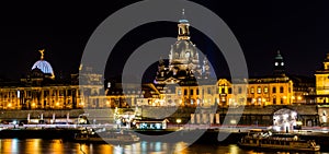 Dresden on the banks of the Elbe at night photo