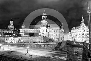 Dresden buildings in Schlossplatz at night, Germany