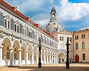 Dresden Castle with Frauenkirche (Church of Our Lady) dome at background, Dresden, Germany