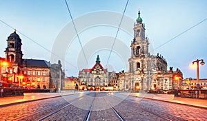 Dresden castle or Royal Palace by night, Saxony, Germany