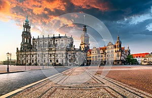 Dresden castle or Royal Palace by night, Saxony, Germany