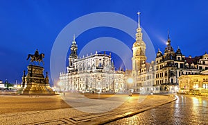 Dresden castle or Royal Palace by night, Saxony, Germany