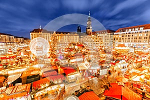 Dresden Christmas market, view from above, Germany, Europe. Christmas markets is traditional European Winter Vacations.