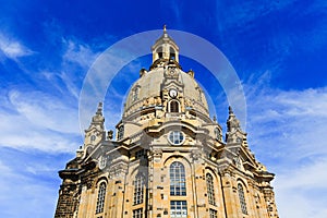 Dresden Frauenkirche Church of Our Lady is Lutheran Church of Saxony, Dresden, Germany. Baroque building.