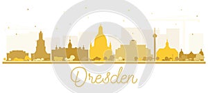 Dresden Germany City Skyline Silhouette with Golden Buildings Isolated on White