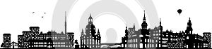 Dresden germany skyline black isolated vector