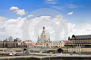 Dresden panorama from Elbe bridge.